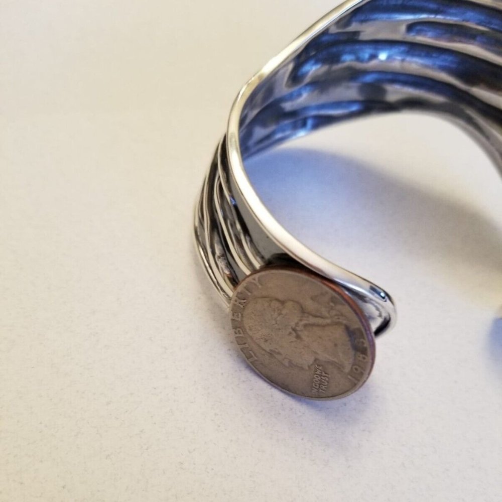 Solid Sterling Silver Oxidized Cascading Waves Wi… - image 8